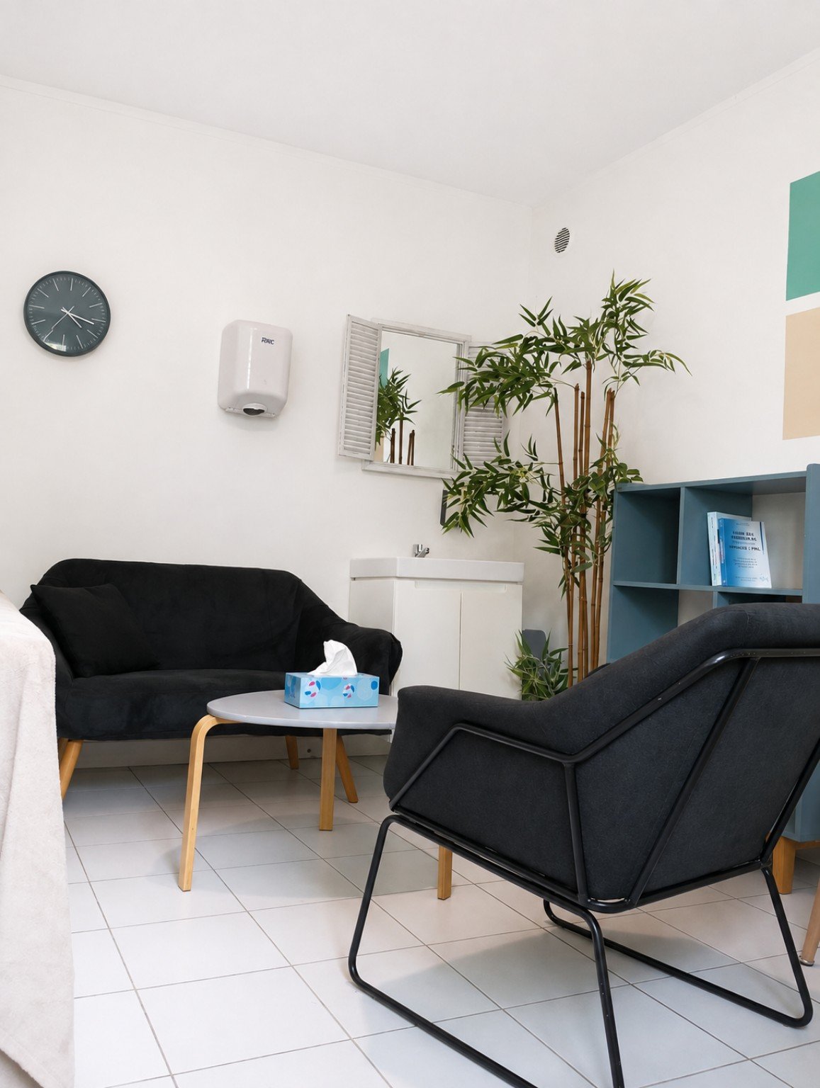 Cabinet de consultation de KonsulT@ Psy, avec fauteuils et espace d’échange